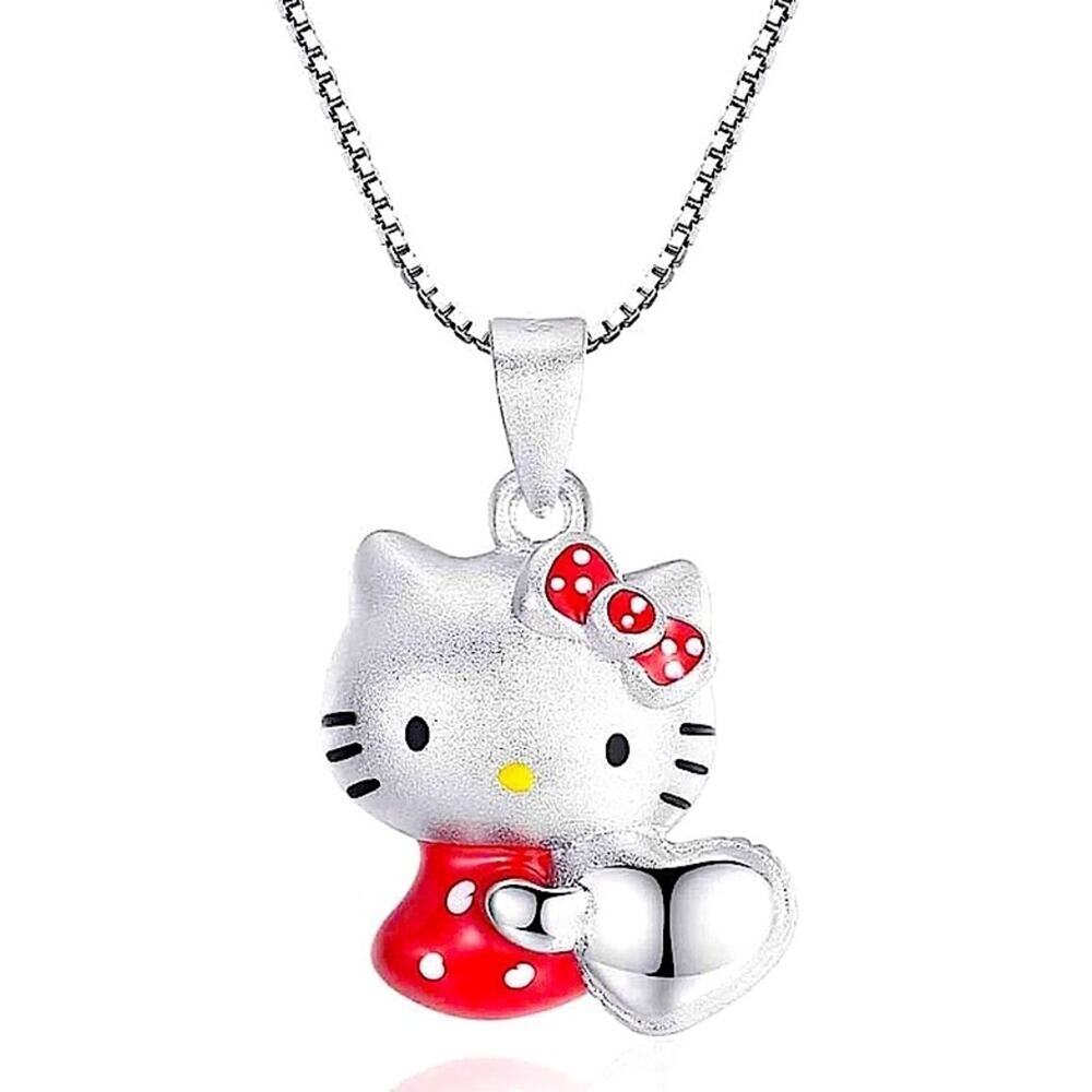 Hello Kitty Sterling Silver Charm Pendant Necklace